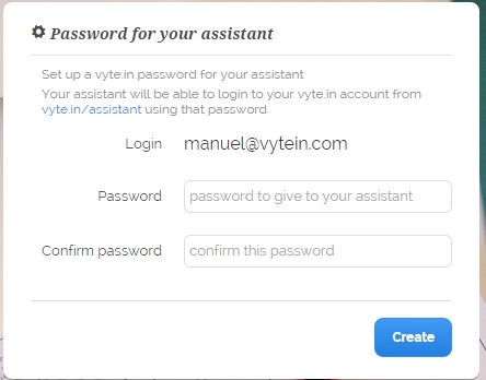 vyte_in_Password_to_your_assistant_settings